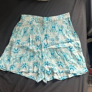 BB Dakota Aqua Patterned High Waist Shorts